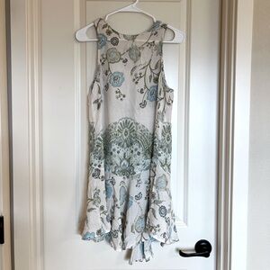 Free People Floral Sleeveless Slip Dress - Blue, Green, Cream